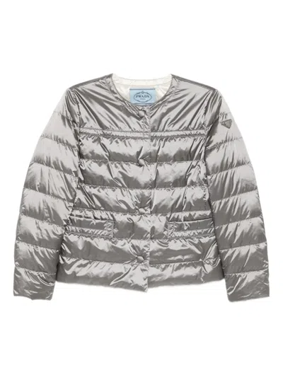 Pre-owned Prada 2016 Collarless Jacket In Gray