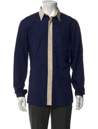 Pre-owned Prada 2016 Colorblock Pattern Dress Shirt In Blue
