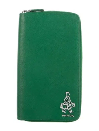 Pre-owned Prada 2016 Continental Wallet In Green