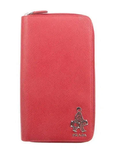 Pre-owned Prada 2016 Continental Wallet In Red
