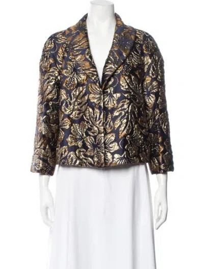 Pre-owned Prada 2016 Floral Print Blazer In Blue