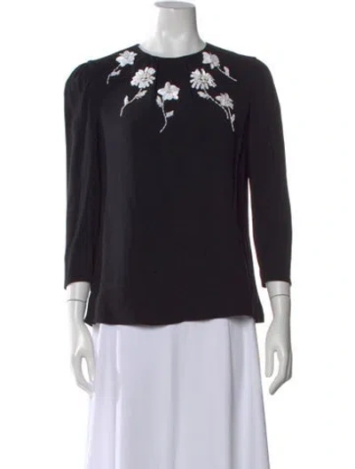 Pre-owned Prada 2016 Floral Print Blouse In Black