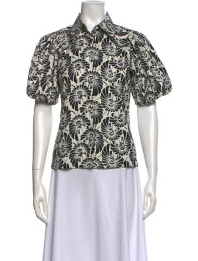 Pre-owned Prada 2016 Floral Print Blouse In White