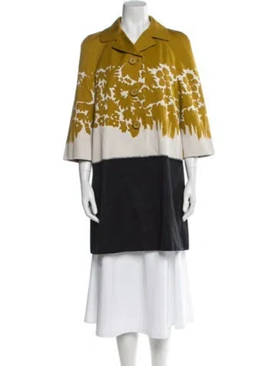 Pre-owned Prada 2016 Floral Print Coat In Neutral