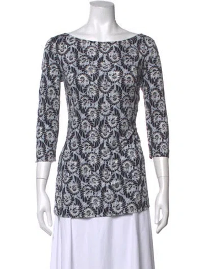 Pre-owned Prada 2016 Floral Print Top In Blue