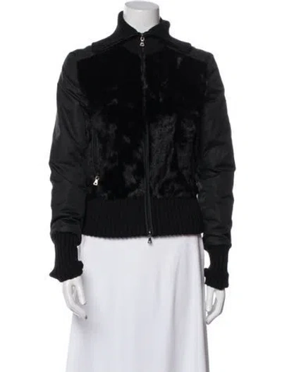Pre-owned Prada 2016 Fox Fur Trimmed Down Jacket In Black
