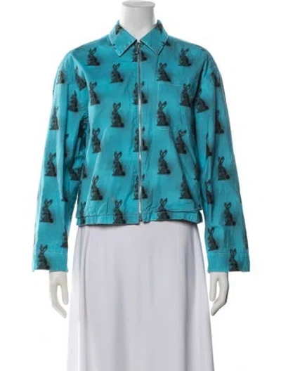 Pre-owned Prada 2016 Graphic Print Jacket In Blue