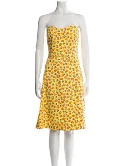 Pre-owned Prada 2016 Knee-length Dress In Yellow
