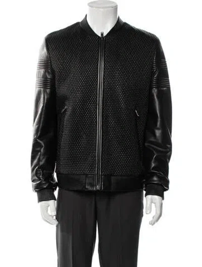 Pre-owned Prada 2016 Lamb Leather Moto Jacket In Black