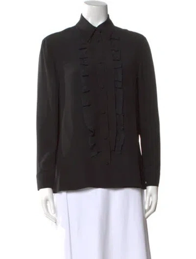 Pre-owned Prada 2016 Long Sleeve Blouse In Black