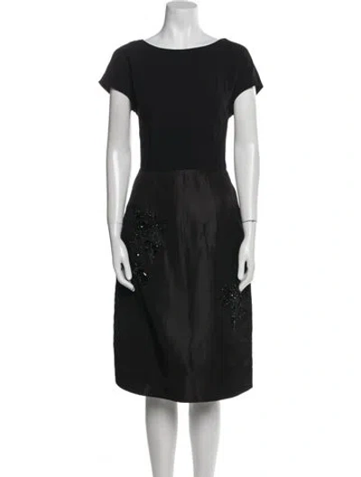 Pre-owned Prada 2016 Midi Length Dress In Black