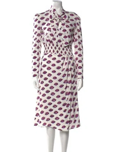 Pre-owned Prada 2016 Midi Length Dress In White