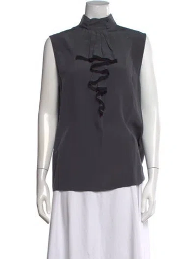 Pre-owned Prada 2016 Mock Neck Blouse In Grey