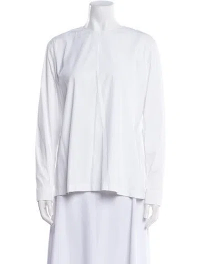 Pre-owned Prada 2016 Mock Neck Blouse In White