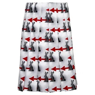Pre-owned Prada 2016  Resort Col. Grey Rabbit Cotton Pleated Skirt In Gray