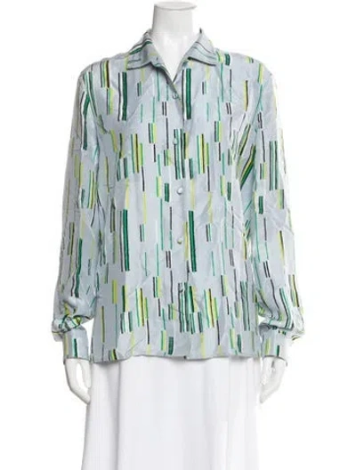 Pre-owned Prada 2016 Printed Blouse In Blue