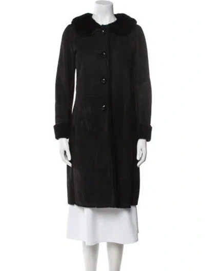 Pre-owned Prada 2016 Shearling Fur Coat In Black