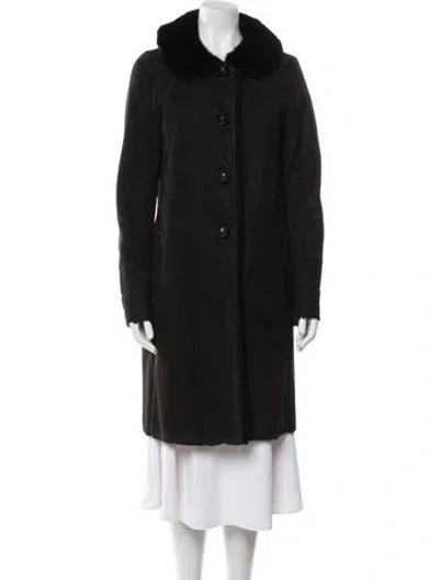 Pre-owned Prada 2016 Shearling Fur Coat In Black