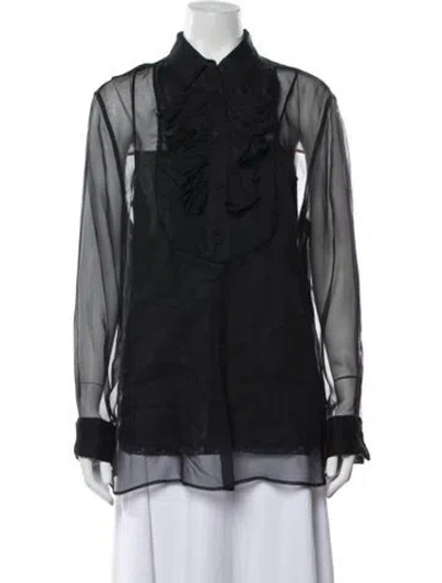 Pre-owned Prada 2016 Silk Blouse In Black
