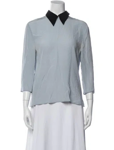 Pre-owned Prada 2016 Silk Blouse In Blue