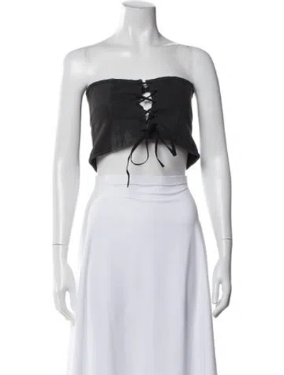 Pre-owned Prada 2016 Strapless Crop Top In Black