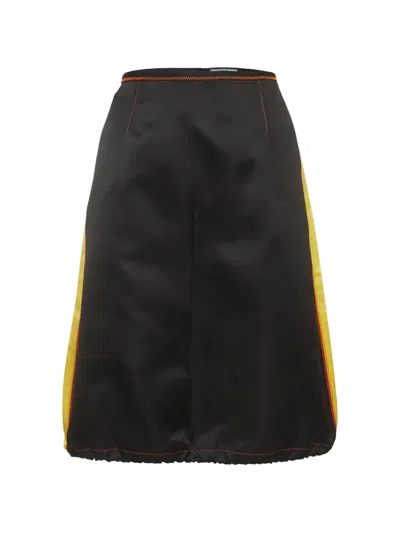 Pre-owned Prada 2016 Stripe-detail Silk Mini Skirt In Black