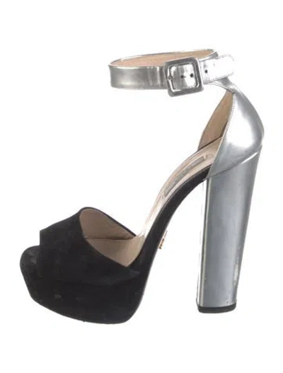 Pre-owned Prada 2016 Suede Pumps In Silver