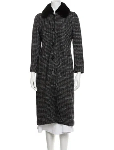 Pre-owned Prada 2016 Virgin Wool Coat With Detachable Mink Collar In Black