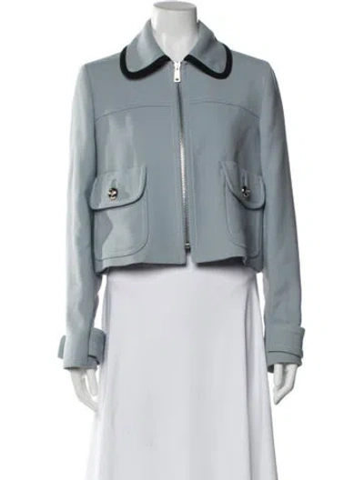 Pre-owned Prada 2016 Virgin Wool Jacket In Blue