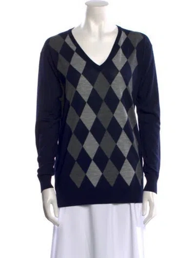 Pre-owned Prada 2016 Virgin Wool Sweater In Blue