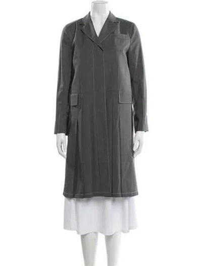 Pre-owned Prada 2016 Virgin Wool Trench Coat In Gray