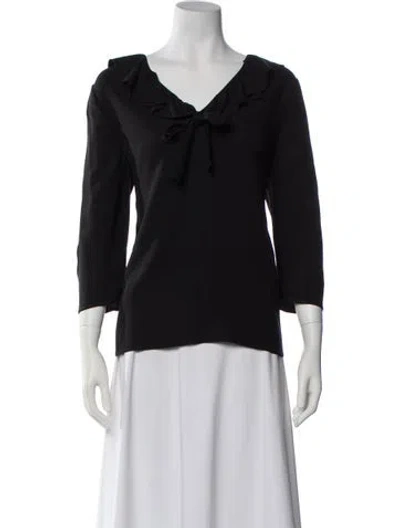 Pre-owned Prada 2016 V-neck Blouse In Black