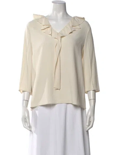 Pre-owned Prada 2016 V-neck Blouse In Neutral