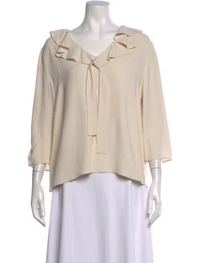 Pre-owned Prada 2016 V-neck Blouse In Neutrals
