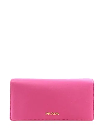 Pre-owned Prada 2016-2019 Crystal Embellished Satin Evening Clutch Bag In Pink