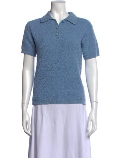 Pre-owned Prada 2017 Alpaca Polo In Blue