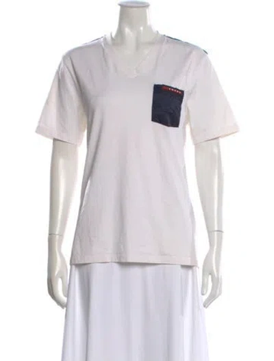 Pre-owned Prada 2017 Colorblock Pattern T-shirt In White