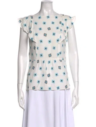 Pre-owned Prada 2017 Floral Print Blouse In White