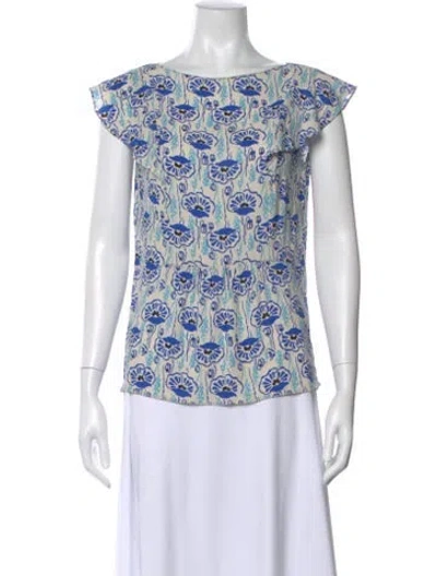 Pre-owned Prada 2017 Floral Print Blouse In White