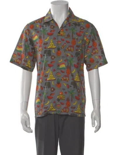 Pre-owned Prada 2017 Floral Print Shirt In Gray