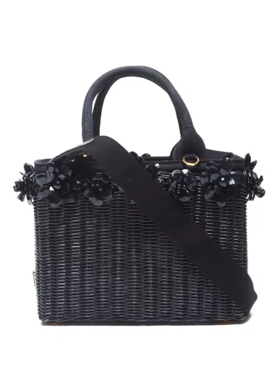 Pre-owned Prada 2017 Flower-embellished Woven Tote Bag