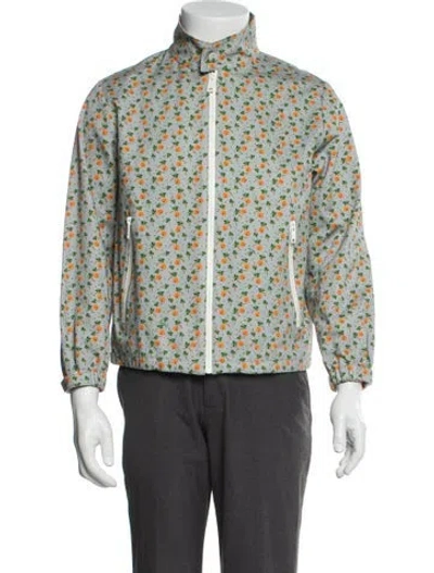 Pre-owned Prada 2017 Graphic Print Windbreaker In Blue