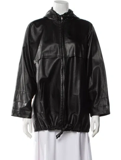 Pre-owned Prada 2017 Leather Jacket In Black