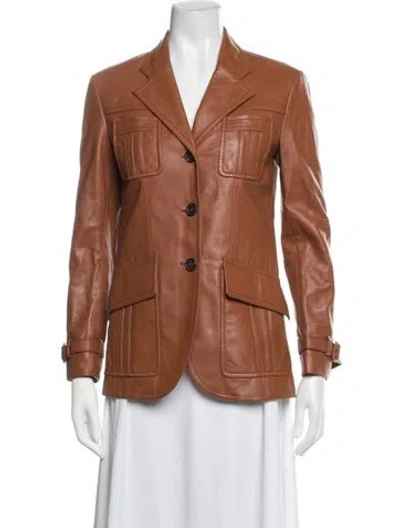 Pre-owned Prada 2017 Leather Utility Jacket W/ Tags In Brown