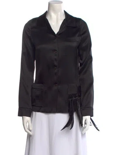 Pre-owned Prada 2017 Long Sleeve Button-up Top In Black