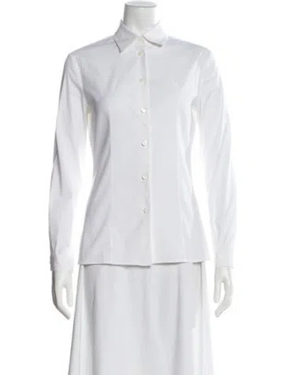 Pre-owned Prada 2017 Long Sleeve Button-up Top In White