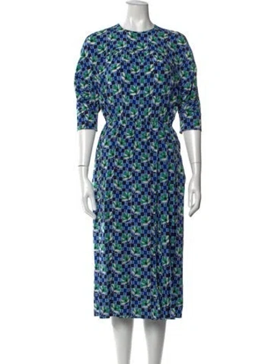 Pre-owned Prada 2017 Midi Length Dress W/ Tags In Blue/green