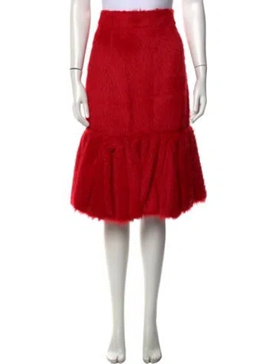 Pre-owned Prada 2017 Midi Length Skirt In Red