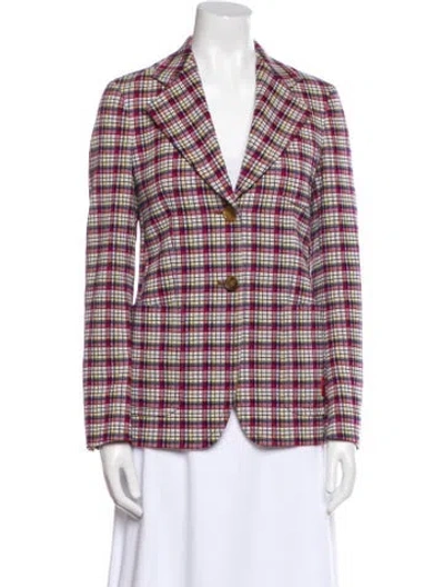 Pre-owned Prada 2017 Plaid Print Blazer In Red