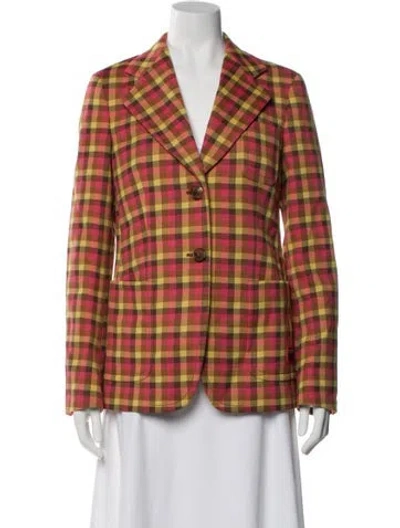 Pre-owned Prada 2017 Plaid Print Blazer In Red